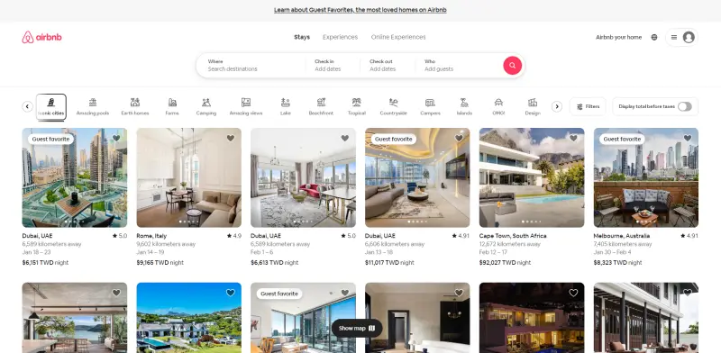 Airbnb Listing Main Page