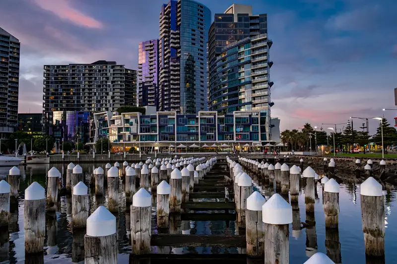 Scenic View Of The Docklands Harbo Mmelbourne Australia